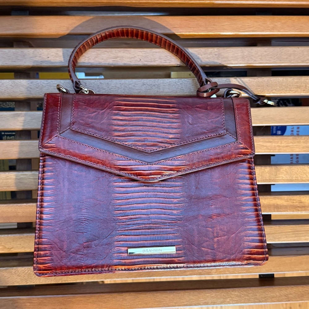 Brahmin Mini Francine Top Handle Bag in Cognac Elysian